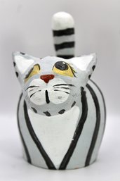 VINTAGE CLAY CAT BELL - BLACK & WHITE - ITEM#46 RM1