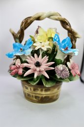 VINTAGE CAPODIMANTE BASKET WITH ASSORTED FLOWERS - ITEM#78 RM1