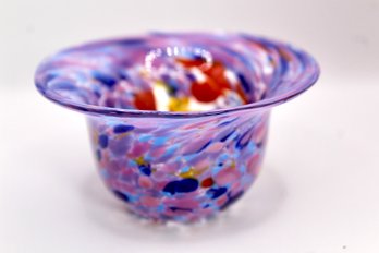 VINTAGE MURANO GLASS BOWL/TRINKET - MADE IN ITALY - MULTICOLORED - ITEM#102 RM1
