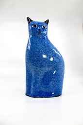 VINTAGE SPECKLED ENESCO BLUE CAT FIGURINE - ITEM#113 RM1