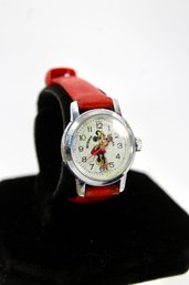 VINTAGE MINNIE MOUSE WATCH - STAINLESS STEEL - BRADLEY TIME DIVISION - MADE IN HONG KONG- ITEM#202 BOX