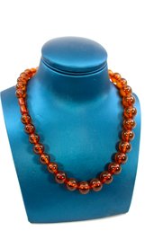 AMBER BEADED NECKLACE - MADE IN USSR - 1970s - ITEM#213 BOX