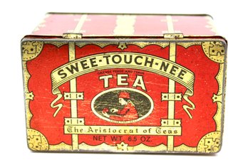 VINTAGE SWEET TOUCH-NEE TIN BOX - THE CONSOLIDATED TEA CO. - THE ARISTROCRAT OF TEA- MADE IN NY - ITEM#273 RM1
