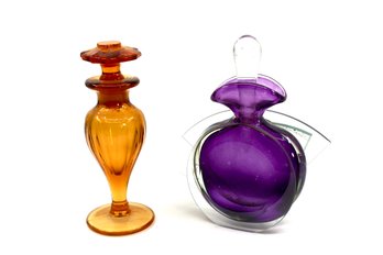 VINTAGE PERFUME GLASS BOTTLES - AMBER - PURPLE - ITEM#278 RM1