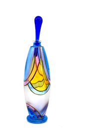 VINTAGE PUNTOARTE GLASS PERFUME BOTTLE - MADE IN ITALY - BLUE - YELLOW - PINK - PURPLE - ITEM#280 RM1