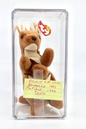 VINTAGE 'POUCH' BEANIE BABY - KANGAROO - KEPT IN LUCITE CONTAINER - 1996-1999 - ITEM#288 RM1