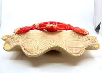 VINTAGE CHIP AND DIP TRAY - SHELL AND CRAB - CALIFORNIA - ITEM#317 RM1