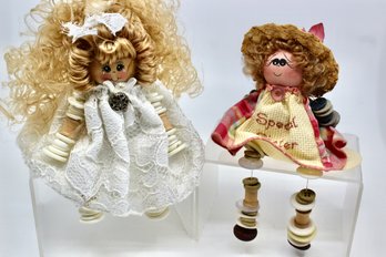 VINTAGE WOOD DOLLS - MADE IN USA W/SPECIAL HELP FROM WORKSHOPS FOR THE DEVELOPMENTALLY DISABLED - ITEM#361 RM1