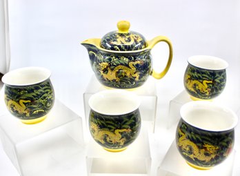 VINTAGE CHINESE TEA SET - DRAGON DESIGN - YELLOW - ITEM#411 RM2