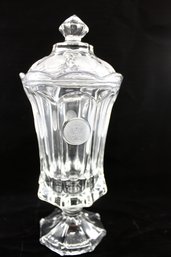 VINTAGE GLASS VASE WITH COVER - FROSTED GLASS - FOSTERIA CLEAR GLASS - ITEM#458 LVRM