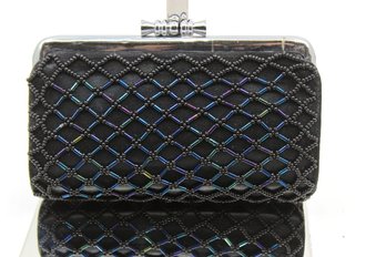 VINTAGE WOMEN'S BEADED WALLET - SMALL - BLACK - NO MISSING BEADS - ITEM#503 RM2