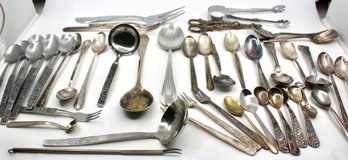 UTENSILS MIXED LOT - SPOONS - FORKS - KNIVES - RAKE SHEARS - SILVER PLATED - AND MORE - ITEM#515 RM2