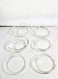 MIXED PYREX LOT - 2 BOWLS - 5 PIE DISHES - ASSORTED SIZES - ITEM#539 RM2