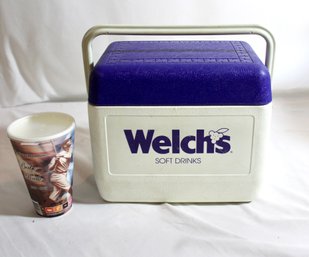 VINTAGE WELCH'S SOFT DRINK COOLER & DUNKIN DONUTS BABE RUTE YANKEES CUP - LOT OF 2 - ITEM#569 LVRM