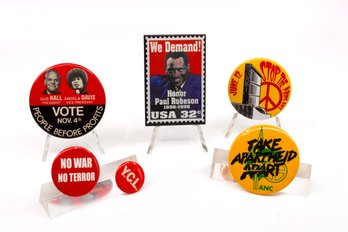 VINTAGE POLITICAL PINS - LOT OF 6 - ASSORTED YEARS  - ITEM#572 BOX