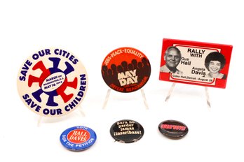 VINTAGE POLITICAL PINS - LOT OF 6 - ASSORTED YEARS - ITEM#578 BOX