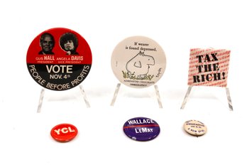 VINTAGE POLITICAL PINS - LOT OF 6 - ASSORTED YEARS - ITEM#579 BOX