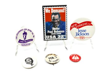 VINTAGE POLITICAL PINS - LOT OF 6 - ASSORTED YEARS - ITEM#592 BOX