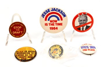 VINTAGE POLITICAL PINS - LOT OF 6 - ASSORTED YEARS - ITEM#594 BOX
