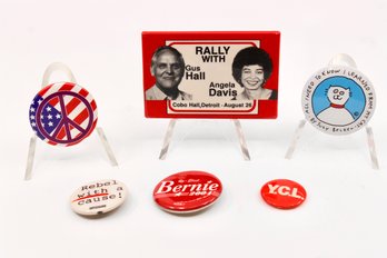 VINTAGE POLITICAL PINS - LOT OF 6 - ASSORTED YEARS - ITEM#597 BOX