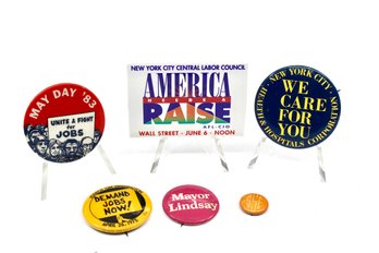 VINTAGE POLITICAL PINS - LOT OF 6 - ASSORTED YEARS - ITEM#616 BOX