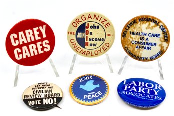 VINTAGE POLITICAL PINS - LOT OF 6 - ASSORTED YEARS - ITEM#630 BOX