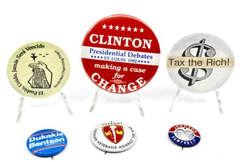 VINTAGE POLITICAL PINS - LOT OF 6 - ASSORTED YEARS - ITEM#637 BOX