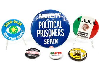 VINTAGE POLITICAL PINS - LOT OF 6 - ASSORTED YEARS - ITEM#642 BOX