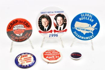 VINTAGE POLITICAL PINS - LOT OF 6 - ASSORTED YEARS - ITEM#646 BOX