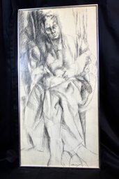 VINTAGE ARTWORK - FRAMED - SIGNED - 1963 - PENCIL DRAWN - LENGTH 25' - H 36.5' - ITEM#847 BSMT