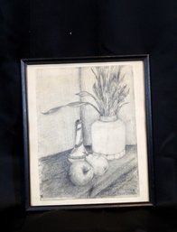 VINTAGE PENCIL ART - 4 OF 5 - SMALL FRAME - SIGNED - LENGTH 10' - HEIGHT 12.5' - ITEM#877 BSMT