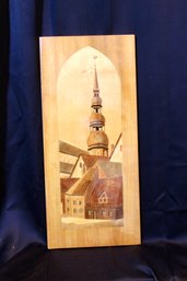 VINTAGE WOOD ARTWORK - SOVIET UNION - USSR - UNIQUE - INLAYED IN FRAME - POLYEUROTHANED - ITEM#887 BSMT