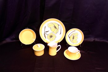 VINTAGE MIKASA - PLATE SET OF 4 - DUPLEX BY BEN SEIBEL - EXTRA 3 CUPS - 7 SAUCERS FOR CUPS - ITEM#912 BSMT