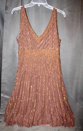 VINTAGE PATRA SEQUIN DRESS - BROWN - SIZE 16 - ITEM#929 BSMT