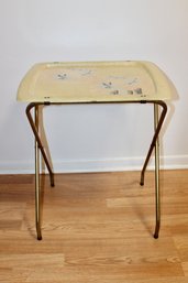 DINNER TRAY - TABLE - SEAGULLS DESIGN - FIBERGLASS - METAL LEGS - GOOD CONDITION - VINTAGE - ITEM#35 BSMT