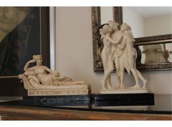 Beautiful Women Figurine Statues On Marble Base - Two (2) - Great Condition! Item #18