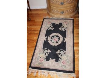 Two (2) Small Rugs - Pink & Black Flower Design - Good Condition! Item #26