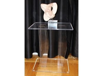 Modern Lucite End Table - Glass Design! Great Condition - Item #63