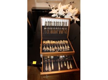 Silver Plated Flatware Set With Wooden Box - Great Condition! - Item #57