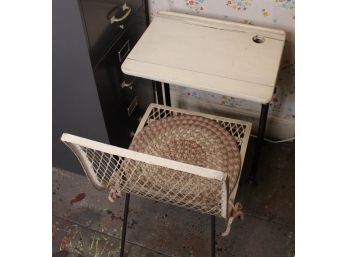 Antique School Desk & Wrought Iron Garden Chair - GREAT FIND! - Item #98