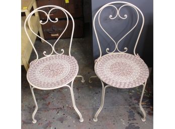 Beautiful Vintage White Rod Iron Garden Chairs - LOT OF TWO!! - Great Condition - Item #95