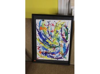 Vintage Modern Abstract Expressionist Painting - Lot Of 2 - Colorful Splashes - UNIQUE & RETRO! Good Condition - Item #25