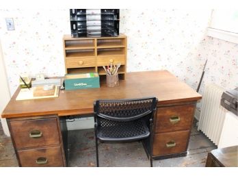 Vintage Office Desk, Folding Chair & Office Supplies!! - Item #100
