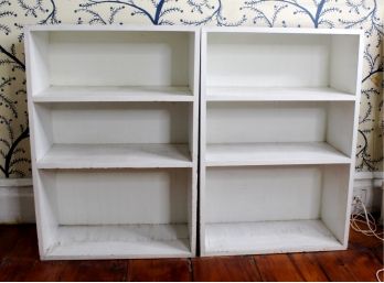 Vintage Solid White Wood Book Cases - LOT OF 2! Good Condition - Item #85