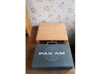 Vintage Wicker Briefcase & Pan AM Case - LOT OF TWO! Good Condition - Item #102