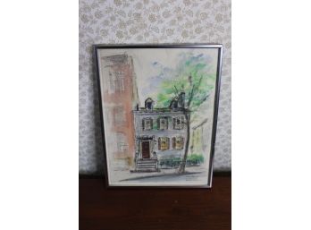 Harold Radgiff Vintage Framed Watercolor Art Work - 'Brooklyn Heights'! Great Condition - Item #36