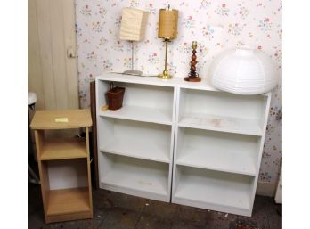 Vintage Solid White Wood Book Cases & Mixed Lamps! Good Condition - Item #101