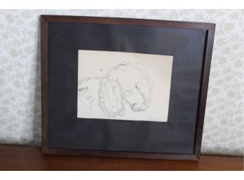 Artist TOMI BLOCK Vintage Framed Art Work - Horse Sketch! Good Condition - Item #35