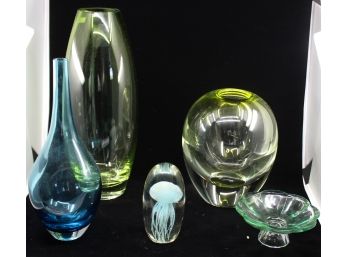 Mixed Lot Of Crystal Vases & Decorative Items - Lot Of 5! Good Condition - Item #19