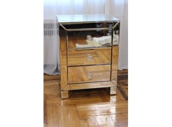 Modern All Mirror Side Table - 3 Drawers! Good Condition - Item #04